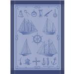 Bateaux in marine french tea towel