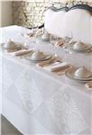 Bosphore white French Tablecloth by Le Jacquard Francais