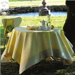 Eugenie in yellow french tablecloth