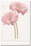 Gerbera Pink daisy embroidery on linen guest towels