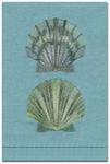 Blue scallop embroidery linen guest towels
