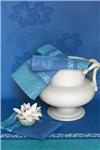 Sous les Tropiques in blue for waffle weave towels