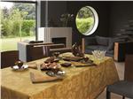 Samarkand french cotton table linen in Citron yellows 