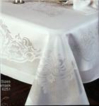 Floral scroll linen tablecloth in 67x107 oval