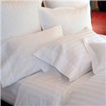 Duet damask stripe in Natural with 21" fitted sheets 