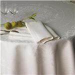Milady in White for pure linen tablecloth and napkins