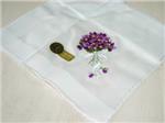 Violets Embroidery on Swiss Cotton Handkerchief