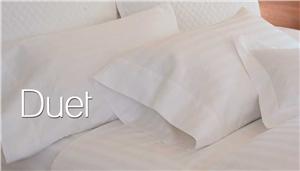 Duet damask stripe in White deep pocket bed sheets