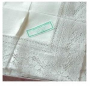 White Lace on White Linen Handkerchief