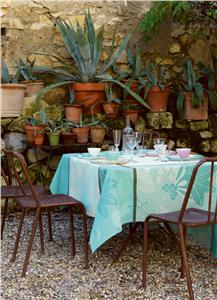 Empreintes vegetales in Curacao coated tablecloth