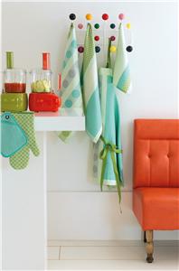Graphic Pastilles in Aqua french towels for kitchen