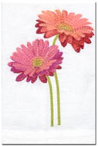 Gerbera daisy embroidery guest towels