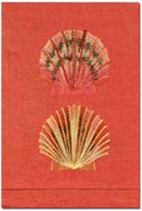 Red scallop embroidery linen guest towels