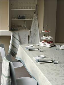 Pois Gourmands laminated cloth in Sea Salt