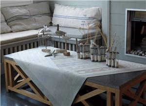 Escale Marine in Pebble french tablecloth Le Jacquard Francais  size 69x69 square 
