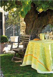 Provence in Lemon green for french jacquard table linens