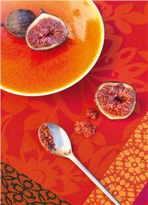 Provence Strawberry coated jacquard table linens