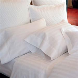 Duet damask stripe in Natural with 21" fitted sheets 
