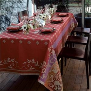Recevoir rouge table linens by Yves Delorme
