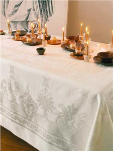 Beauregard jacquard tablecloth size 75x146 in White