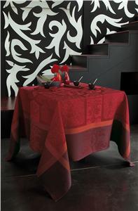 Siena 100% linen table linens in Ruby red