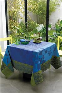 Tanger french tablecloth in Cobalt by Le Jacquard Francais