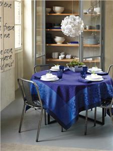 Vibrations french table linens in Midnight blue