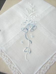 Wedding bells swiss lace in Blue embroidered