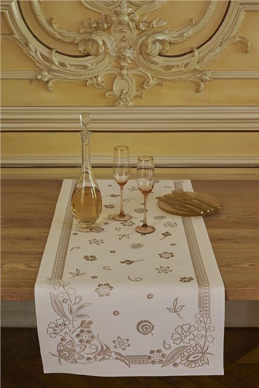 Haute Couture gold table runner 20x59 by Le Jacquard Francais