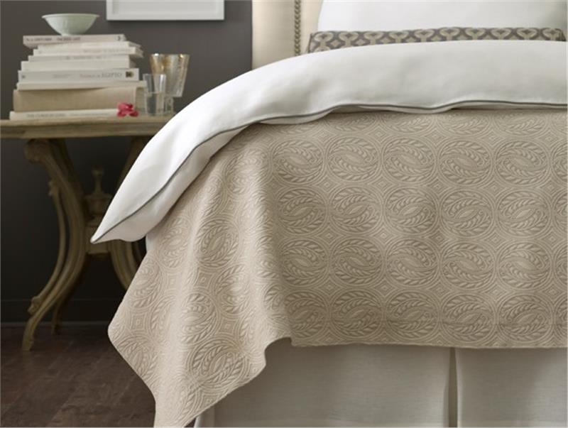 Vienna Taupe Matelasse Coverlet And Pillow Shams By Peacock Alley