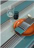 Mikado fusain grey coated 55x89 tablecloth and 4 placemats sale item Le Jacquard Francais
