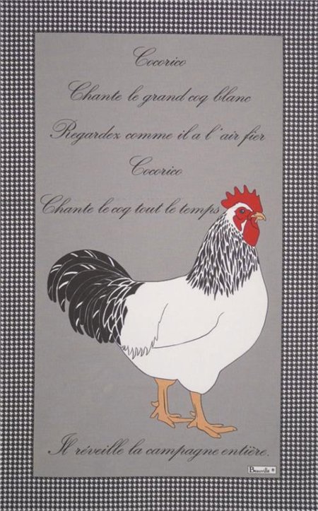 Rooster and Hen set French dishtowel set by Beauville