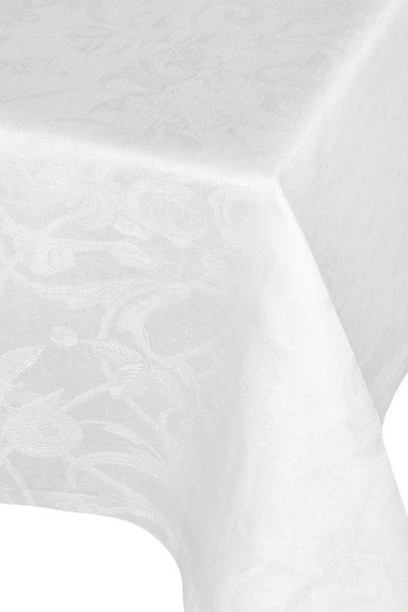 Tivoli white Linen damask Table Linens by Le Jacquard Francais