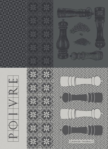 Poivrieres noir or Salieres blanc French towel Garnier Thiebaut