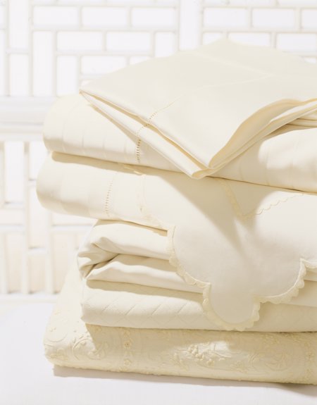 Giotto ivory sateen cotton Bed Linens by Sferra