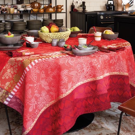 Gipsy rubis red Table Linens by Le Jacquard Francais