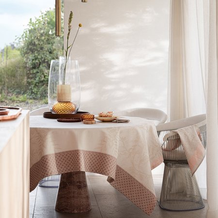 Jardin d Eden beige  69x149 Tablecloth by Le Jacquard Francais