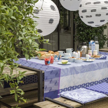 Nature Urbaine electric blue Coated Cotton sale items by Le Jacquard Francais