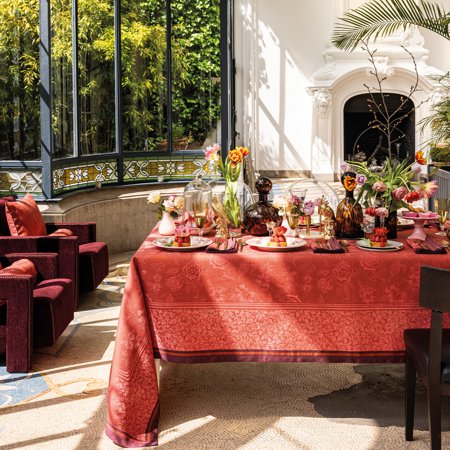 Romance red Linen Table Linens by Le Jacquard Francais