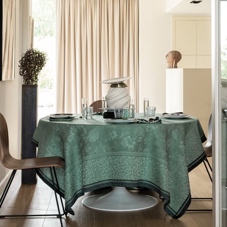 Romance green Linen Table LInens by Le Jacquard Francais