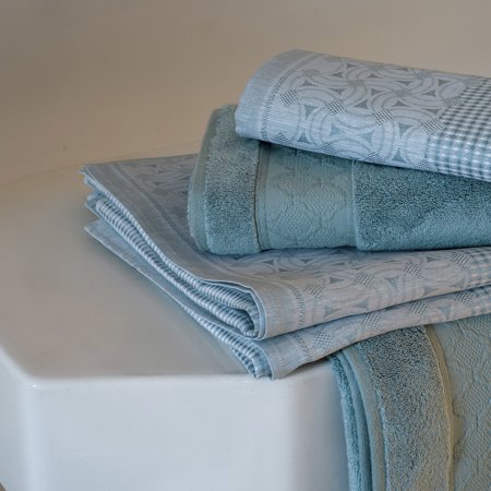 Caresse Glacier blue ice or Linen terry bath towels by Le Jacquard Francais