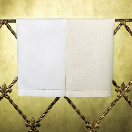 White or Ivory Linen for Hemstitch linen guest towels