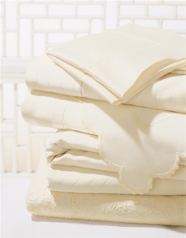 Giotto Ivory Sateen Cotton Bed Sheets by Sferra Bed Linens