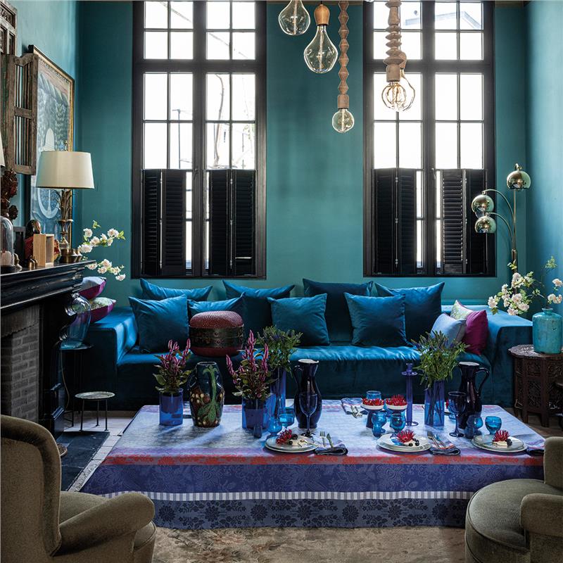 Gipsy azure Table Linens by Le Jacquard Francais